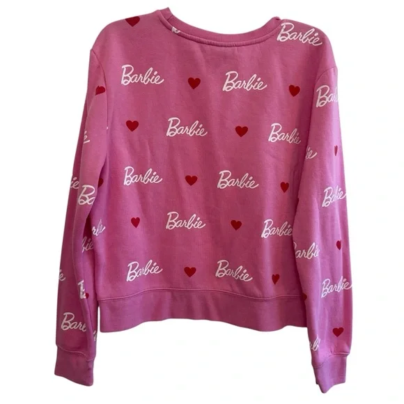 Barbie Pink Logo &  Hearts Sweatshirt Size XL - Picture 6 of 9